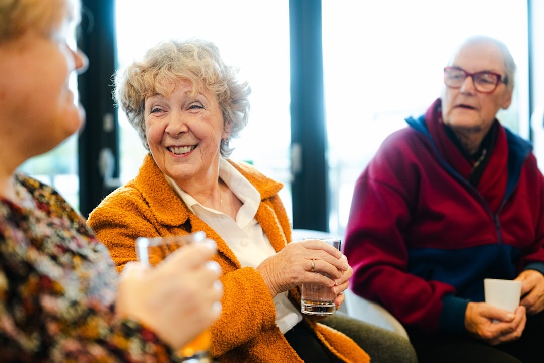 group of seniors laughing together
