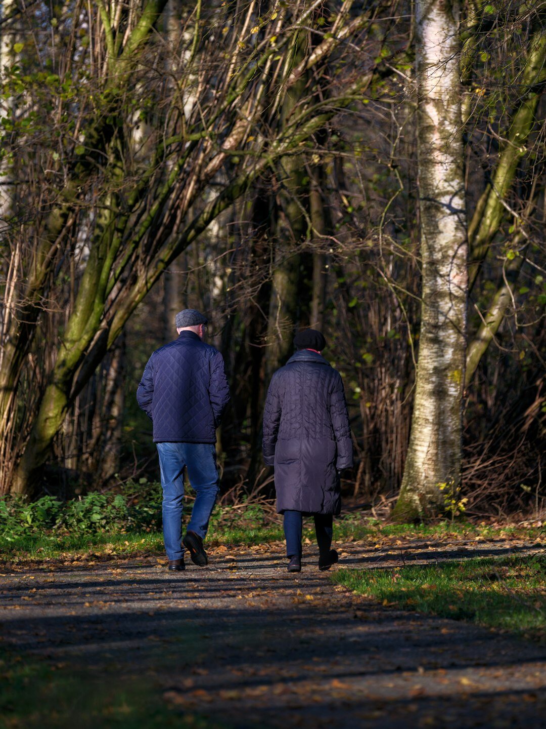 seniors walking in park together