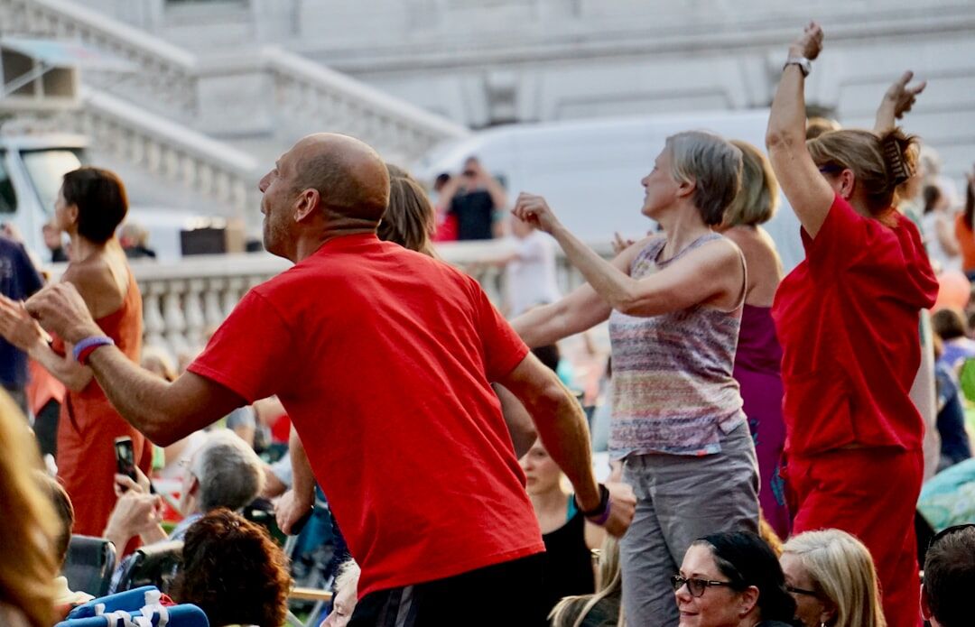 elderly people dancing